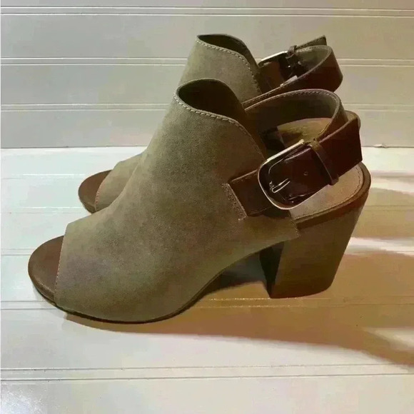 CANDIE’S Size 8.5 Beige Faux Suede Block Heel Open Toe Slingback Mules - Picture 4 of 10